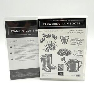 Stampin Up Flowering Rain Boots Stamp Set 11 pc and Rain Boot Dies Flowers New